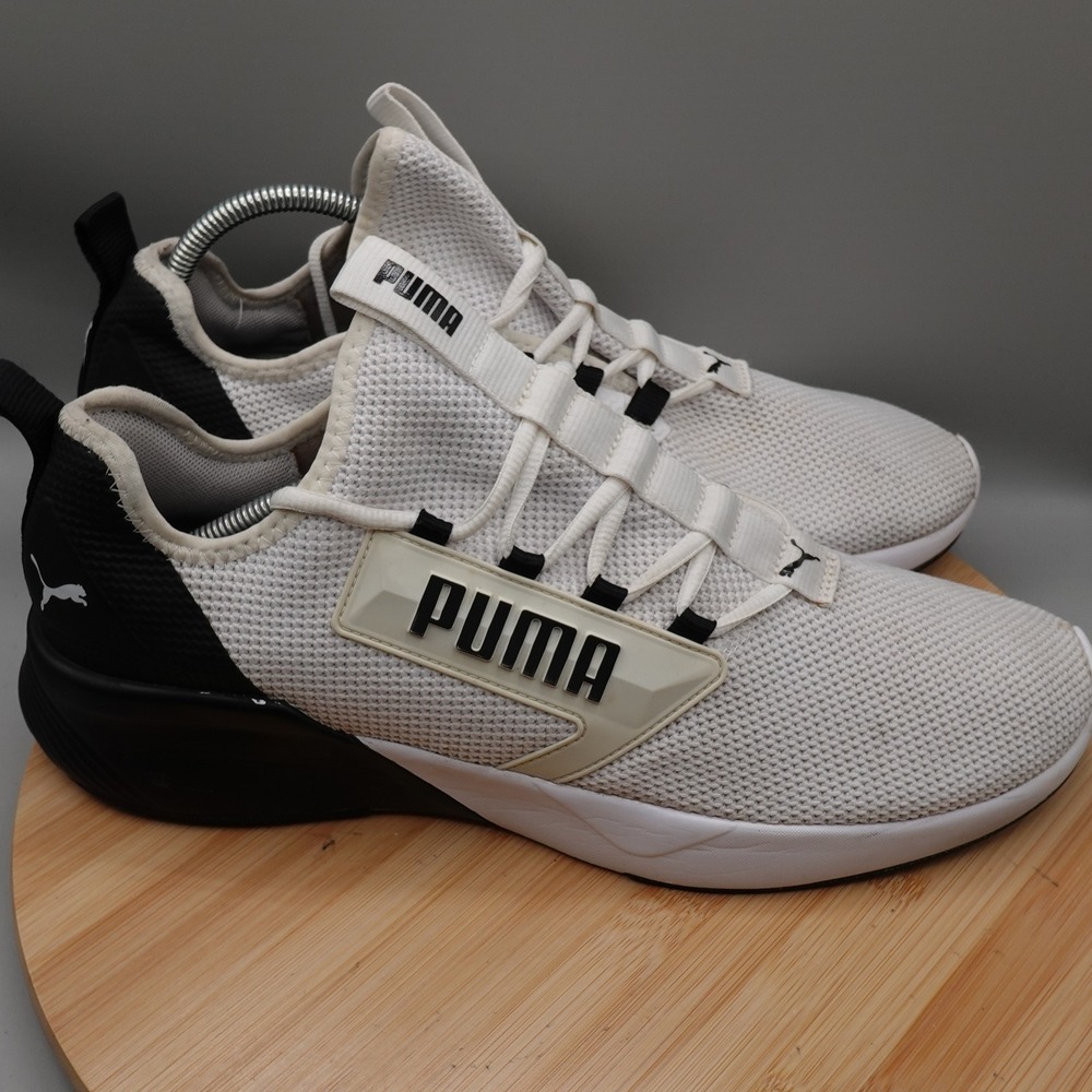 Puma Shoes Men 13 White Black Retaliate Training Athletic Sneaker 192340-19 Flaw - Picture 4 of 12